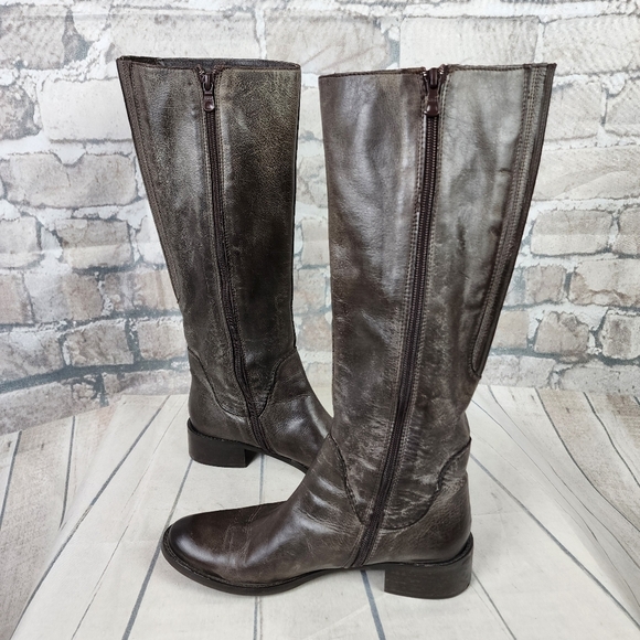 Vintage Tall Fashion Riding Boots Dark Taupe Brown Size 38=7.5 Prep Preppy - Picture 6 of 16